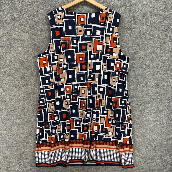 Tacera Dress Women 3X Plus Black Geometric Mini Short Sleeveless Round Neck - Picture 2 of 8